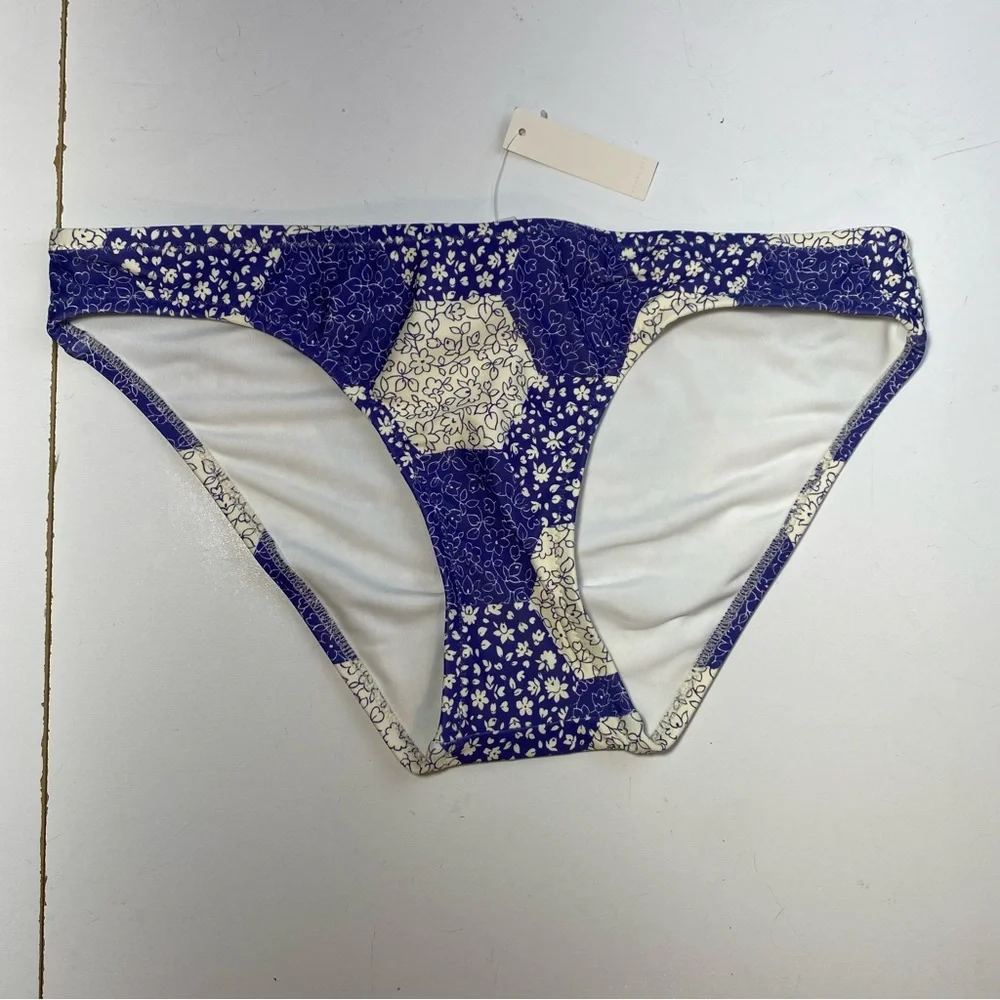 Madewell‎ Blue & White Second Wave Classic Patchwork Floral Bikini Bottoms NWT S